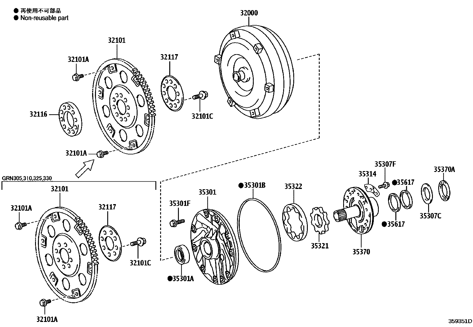 3502 — TORQUE CONVERTER, FRONT OIL PUMP & CHAIN (ATM)