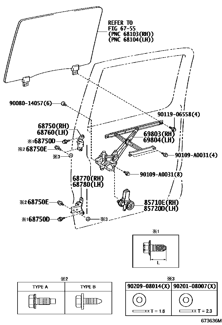 6757 — REAR DOOR WINDOW REGULATOR & HINGE