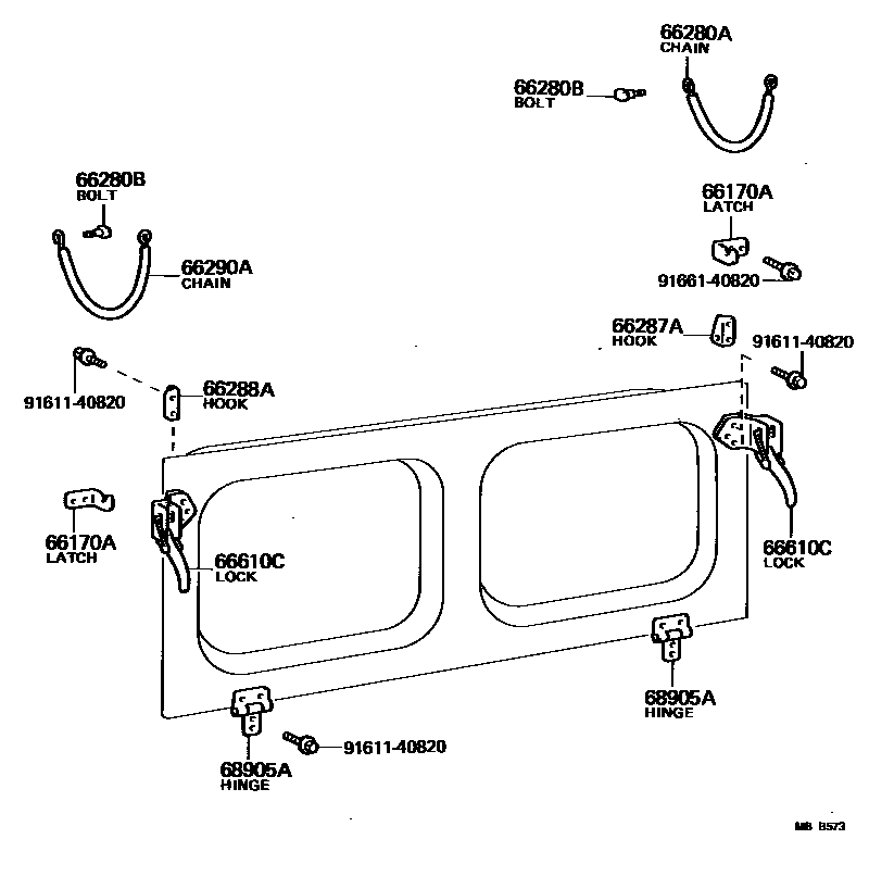 6762 — BACK DOOR LOCK & HINGE