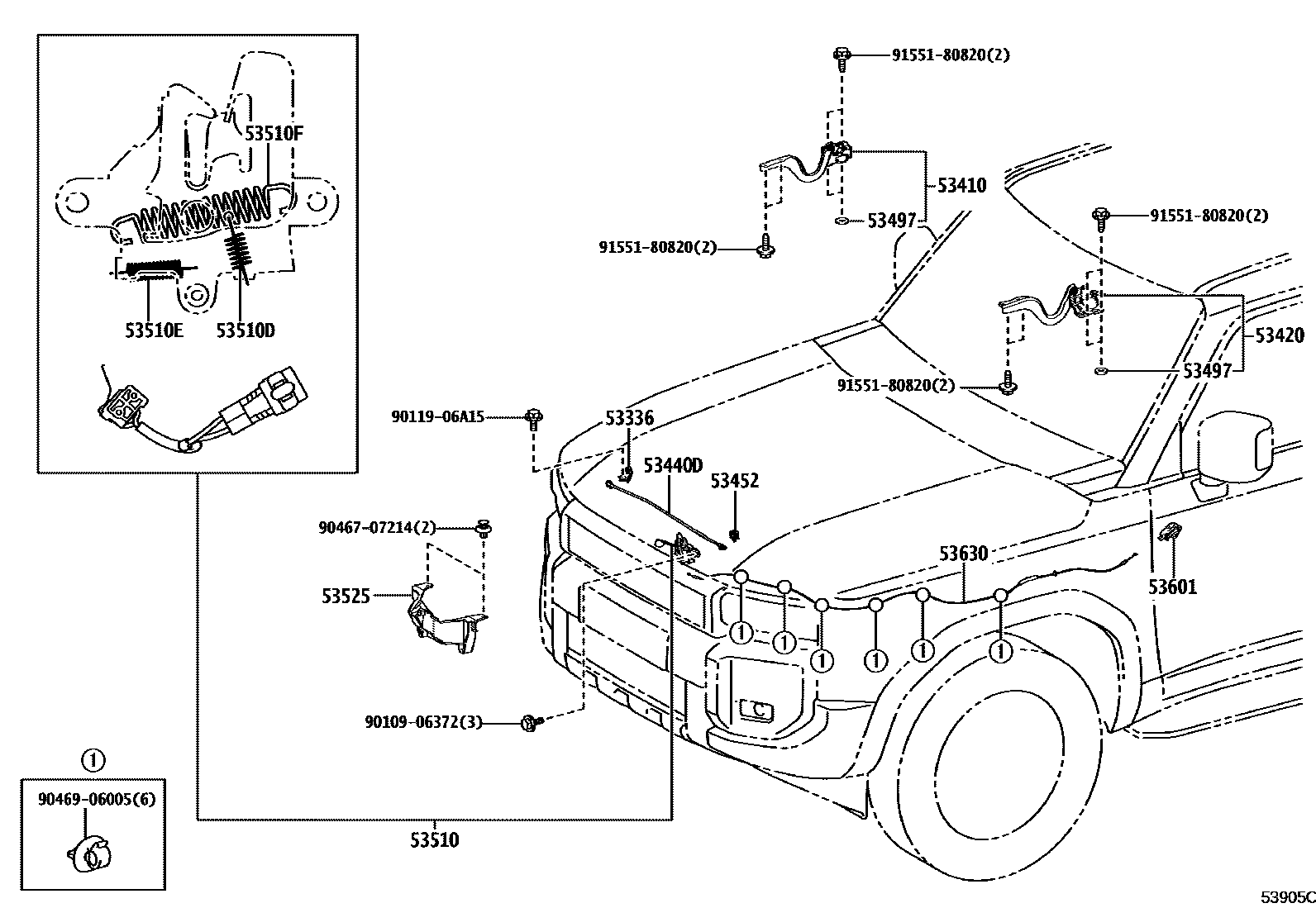 5354 — HOOD LOCK & HINGE