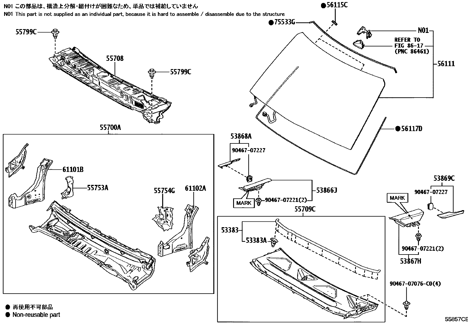 5553 — COWL PANEL & WINDSHIELD GLASS