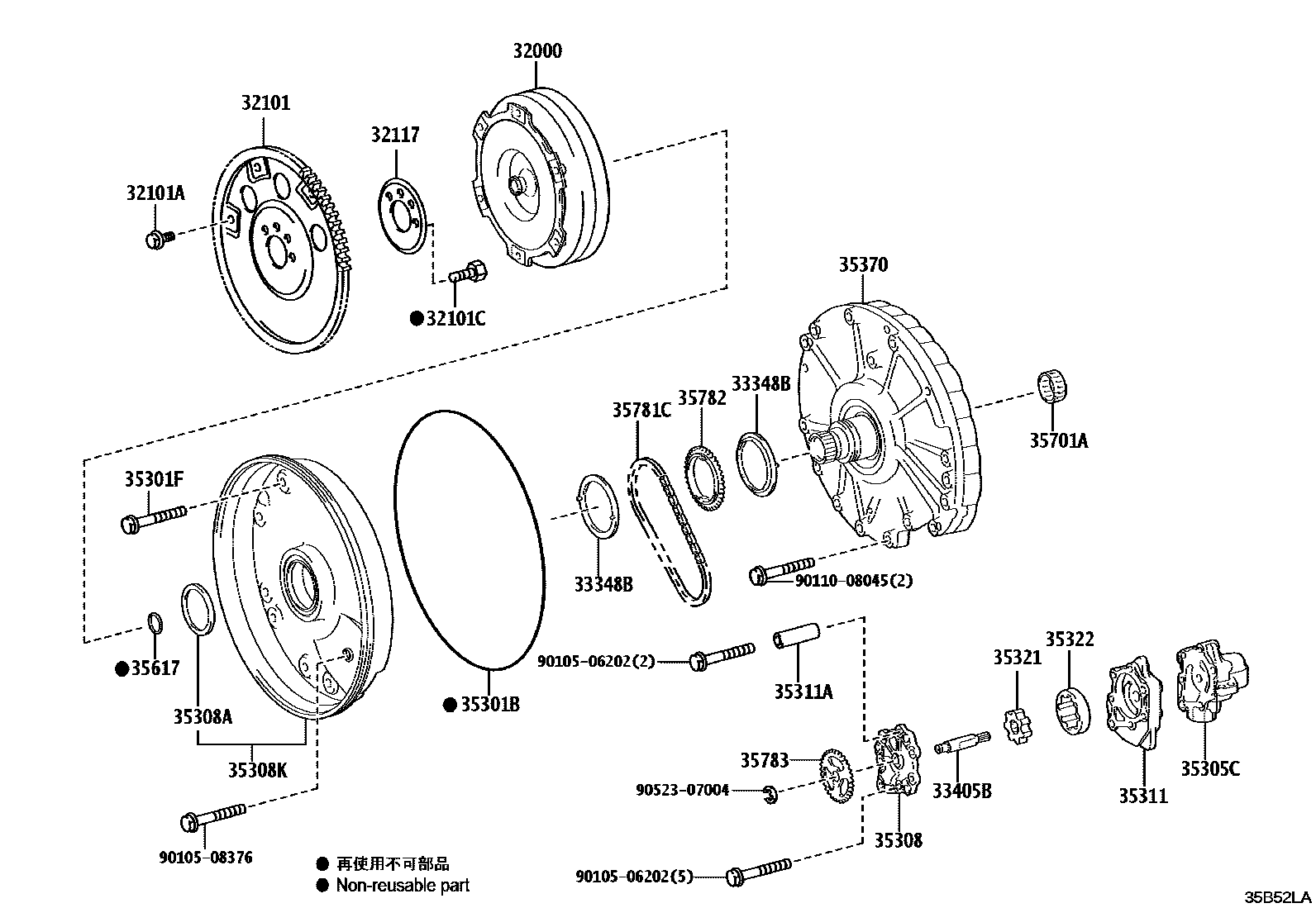 3502 — TORQUE CONVERTER, FRONT OIL PUMP & CHAIN (ATM)