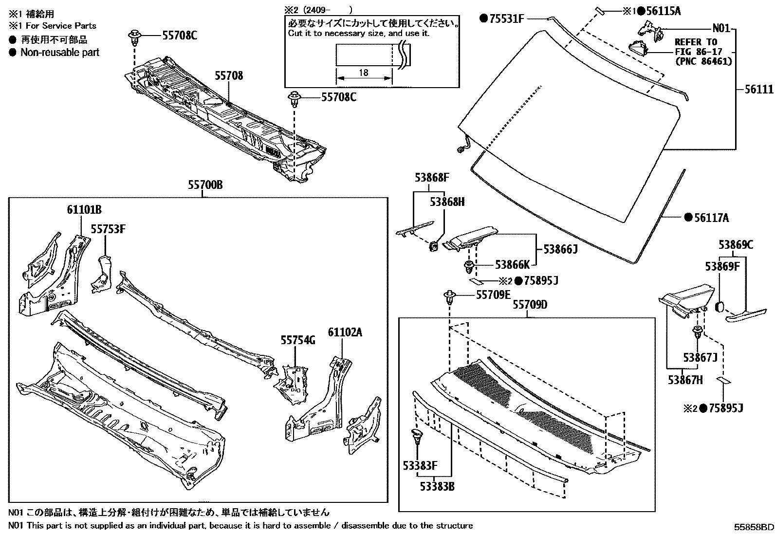 5553 — COWL PANEL & WINDSHIELD GLASS