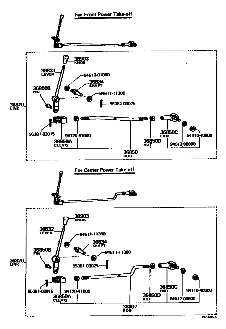 3605 — POWER TAKE-OFF LEVER & LINK