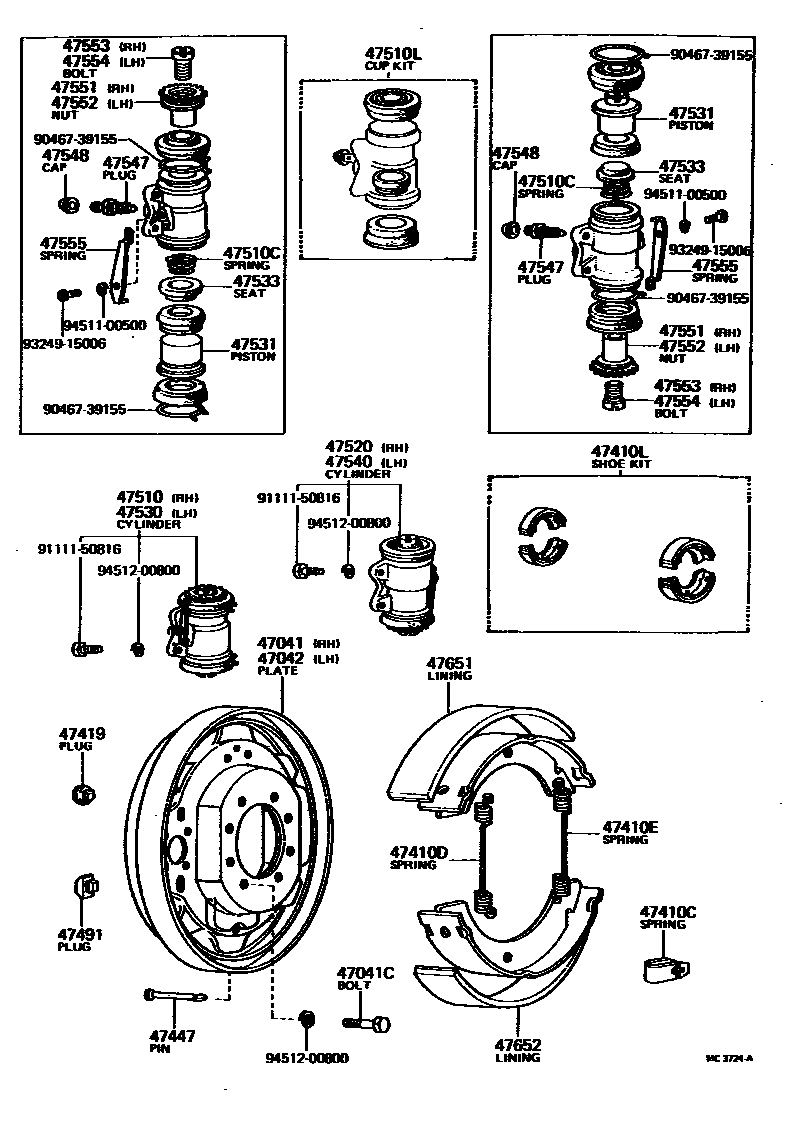 4704 — FRONT DRUM BRAKE WHEEL CYLINDER & BACKING PLATE