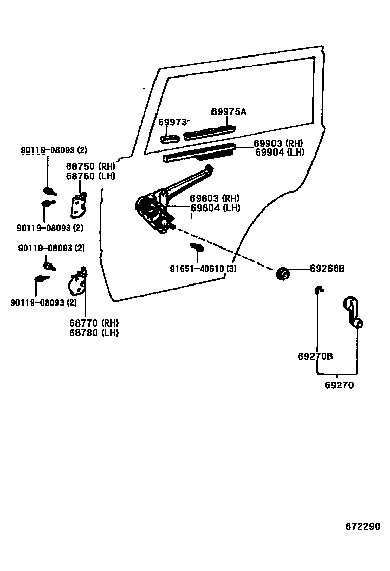 6757 — REAR DOOR WINDOW REGULATOR & HINGE