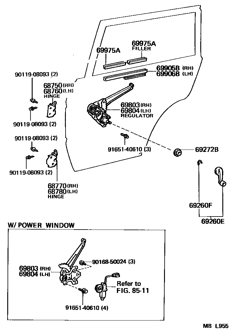 6757 — REAR DOOR WINDOW REGULATOR & HINGE