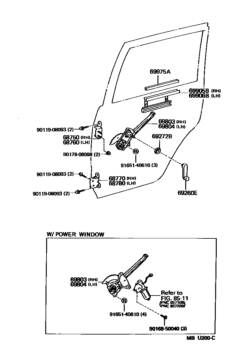 6757 — REAR DOOR WINDOW REGULATOR & HINGE