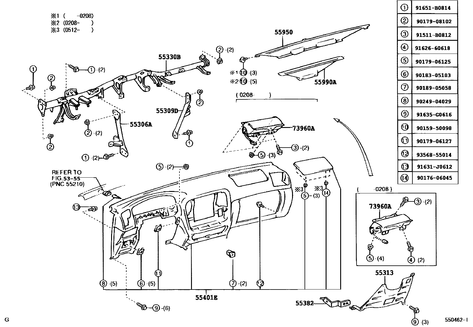 5551 — INSTRUMENT PANEL & GLOVE COMPARTMENT