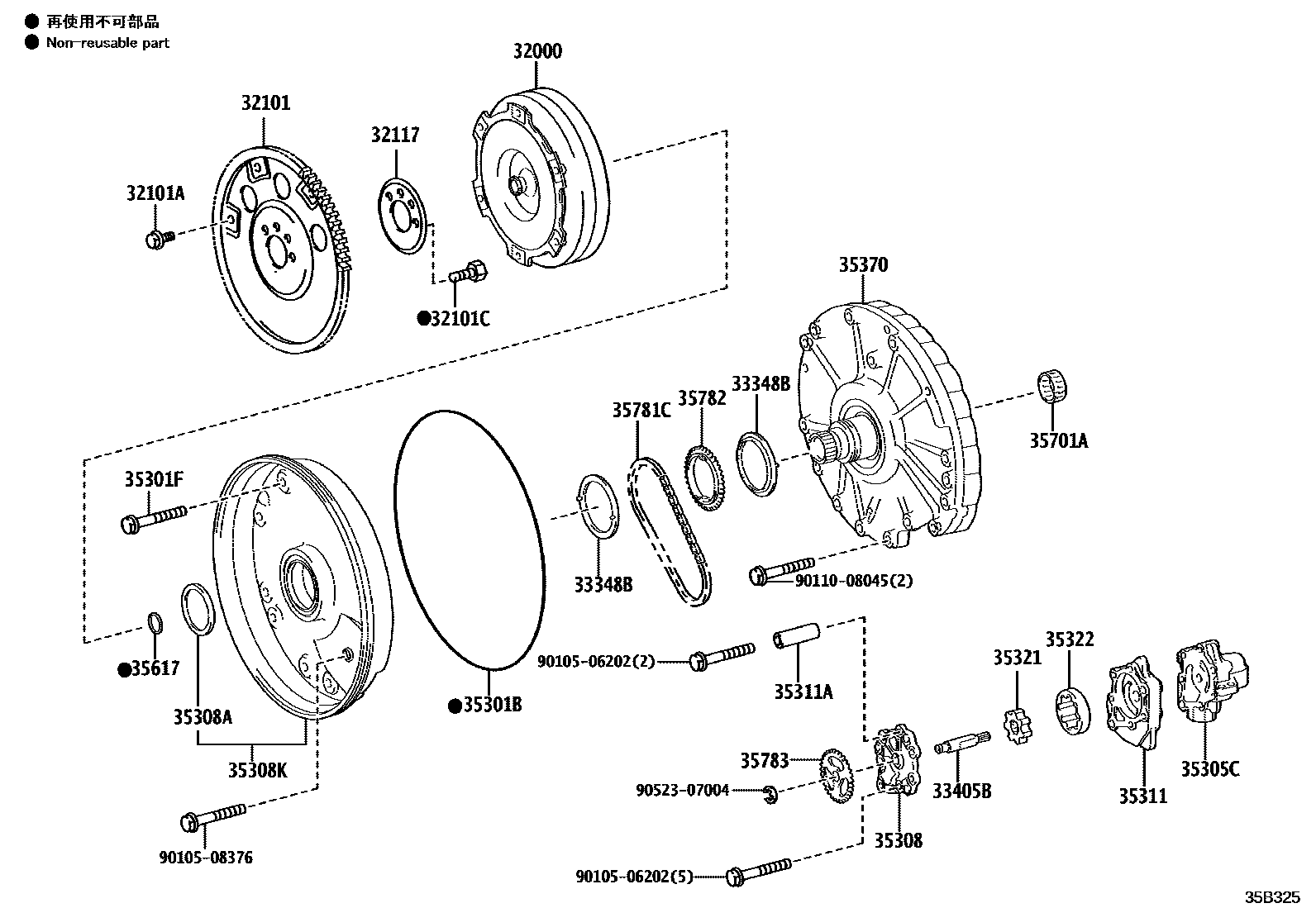 3502 — TORQUE CONVERTER, FRONT OIL PUMP & CHAIN (ATM)
