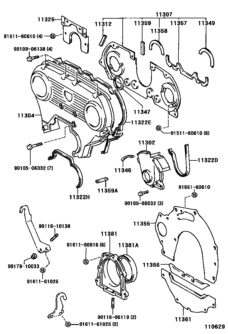 1106 — TIMING GEAR COVER & REAR END PLATE