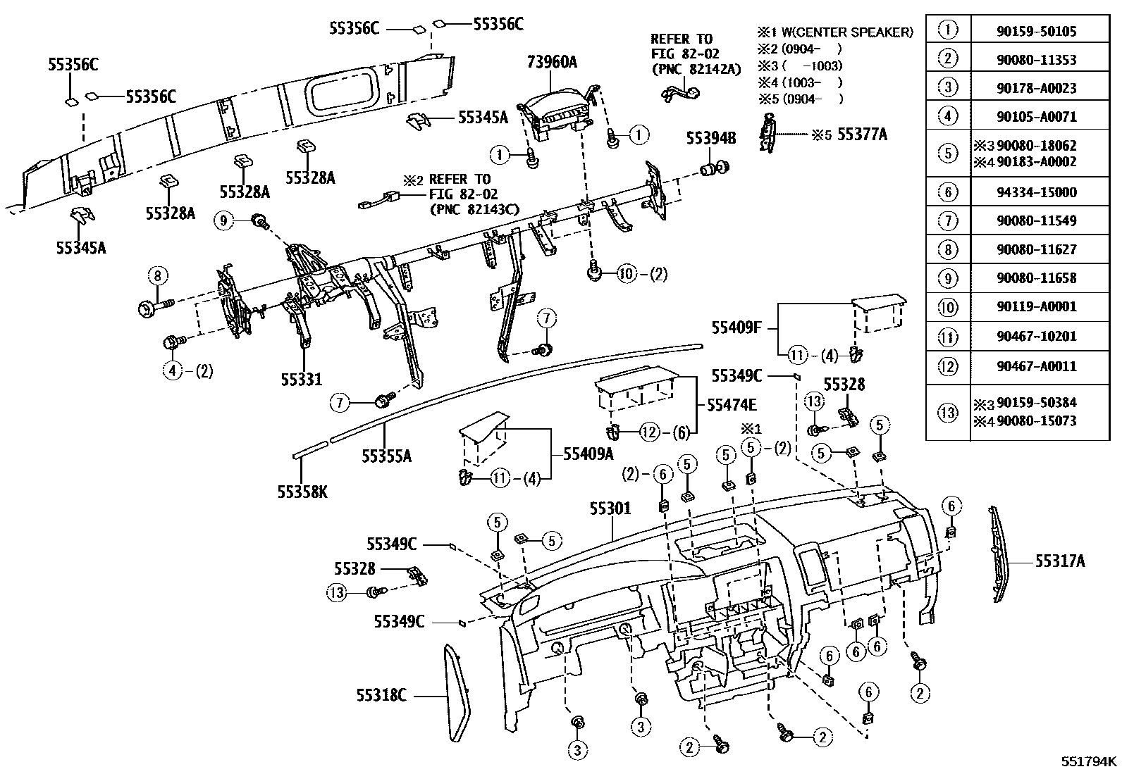 5551 — INSTRUMENT PANEL & GLOVE COMPARTMENT