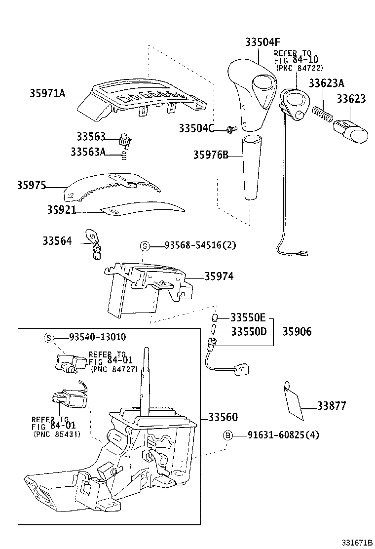 3312:SHIFT LEVER & RETAINER COROLLA