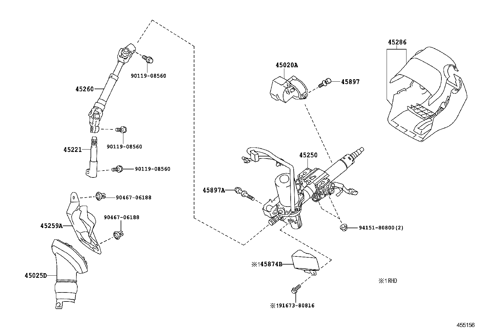 تلسکوپی کامل فرمان و قاب فرمان کرولا