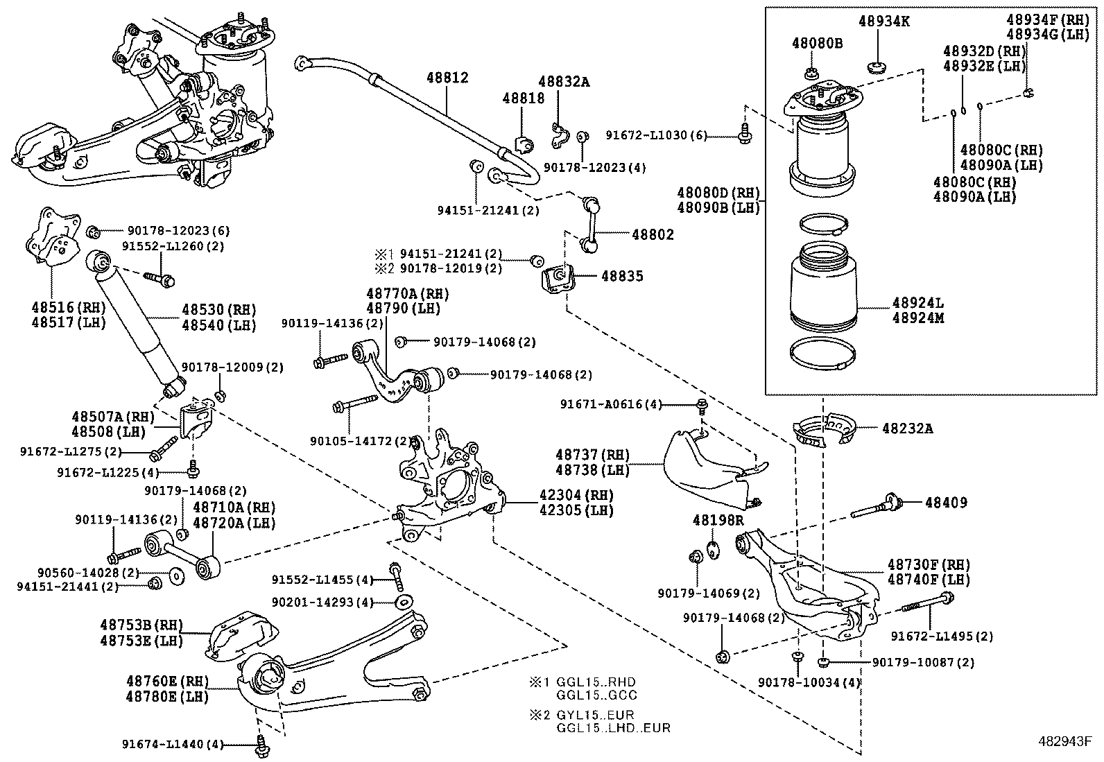 مجموعه فنرهای و کمک های عقب RX350