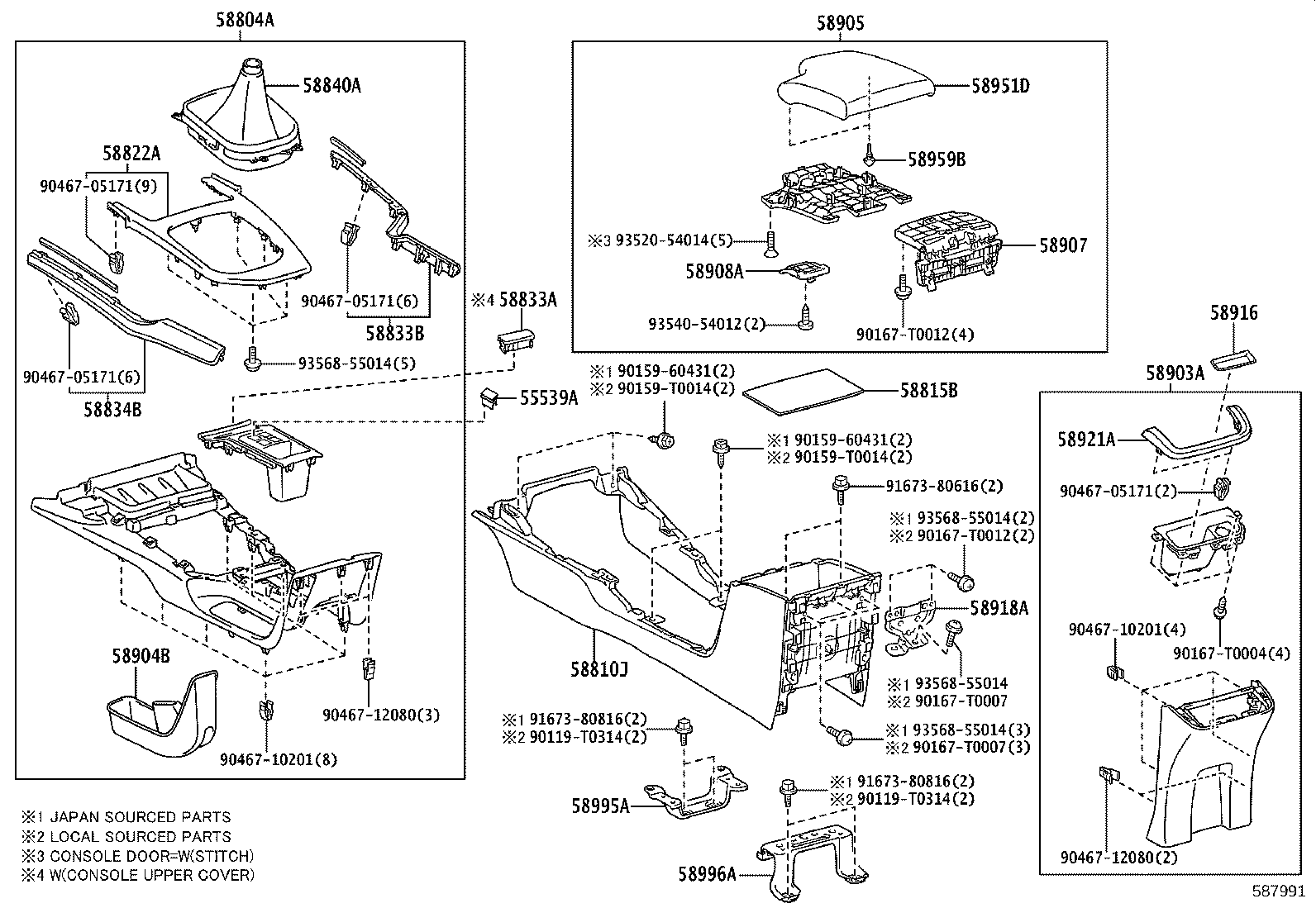 جعبه کنسول وسط و طاقچه روی آن فورچنر