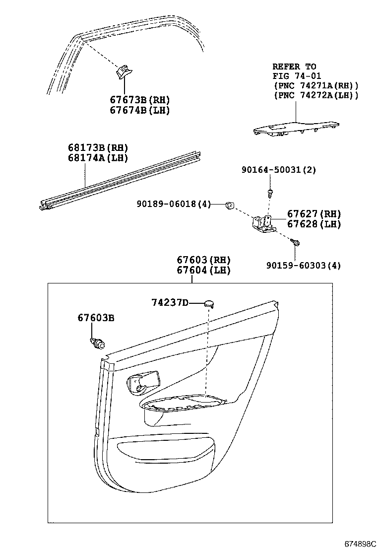 مجموعه شیشه و دربهای عقب کرولا
