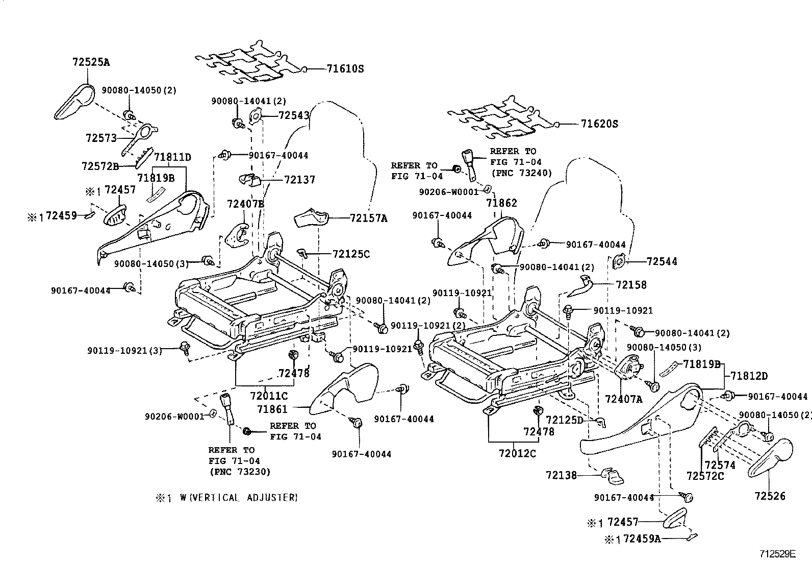 صندلی های جلو و قعطات ان کرولا