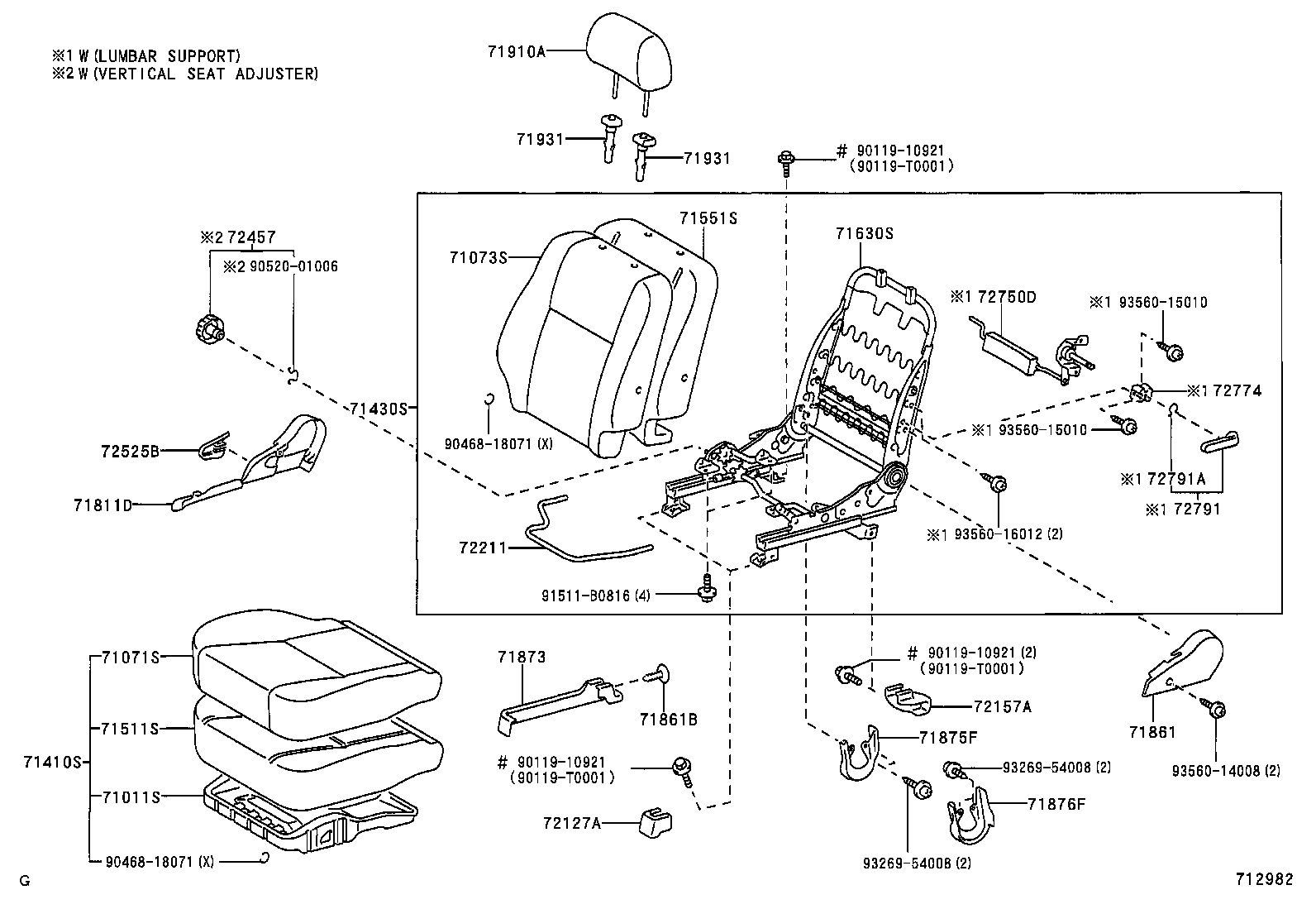 صندلی های جلو و قعطات ان کرولا