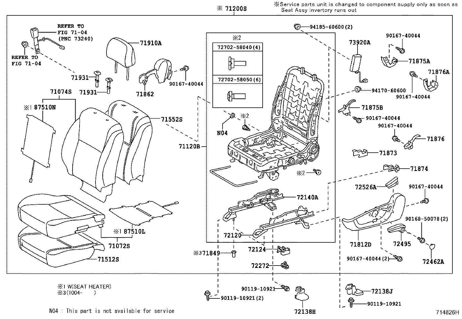 صندلی های جلو و قعطات ان کرولا