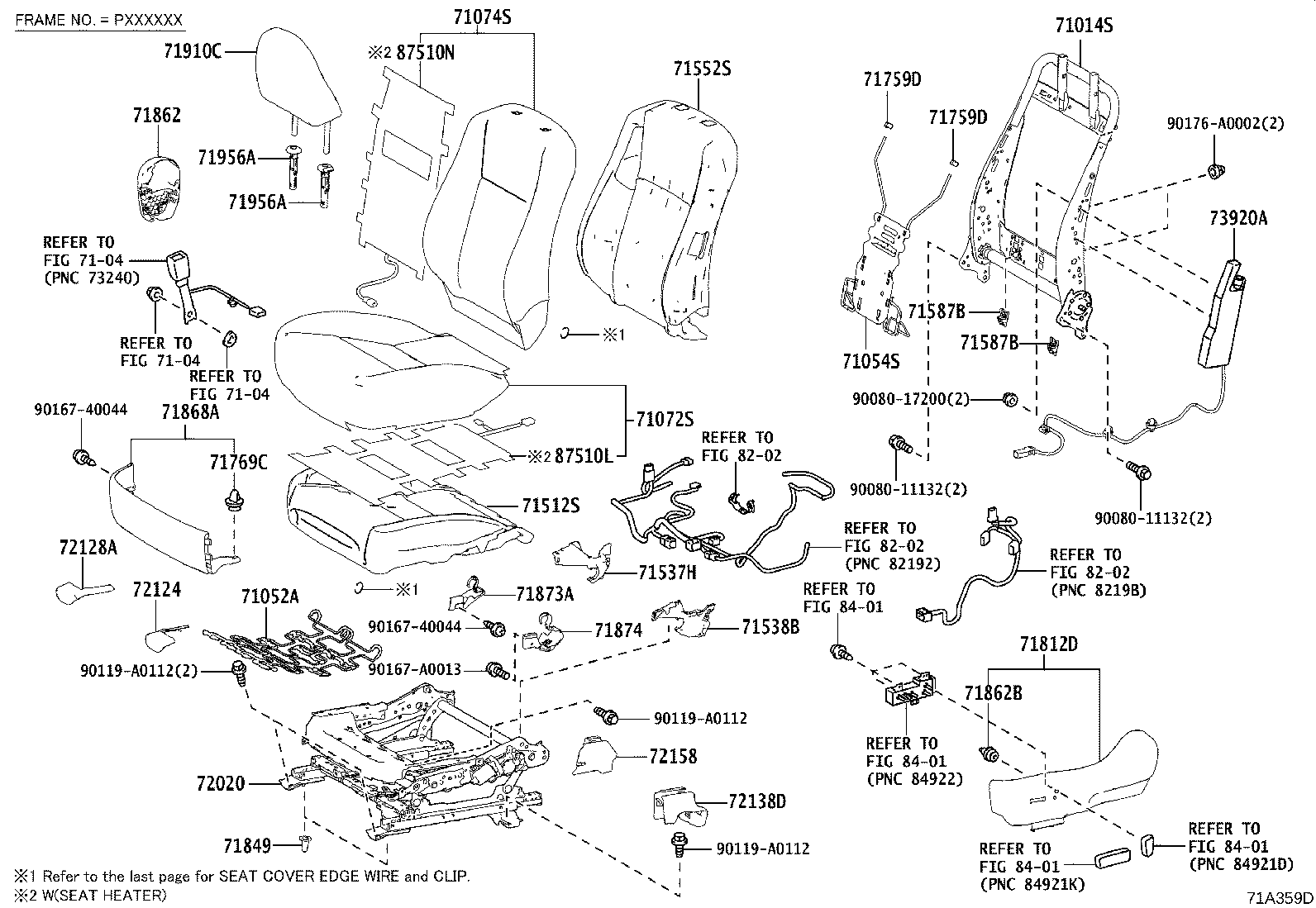 صندلی های جلو و قعطات ان کرولا