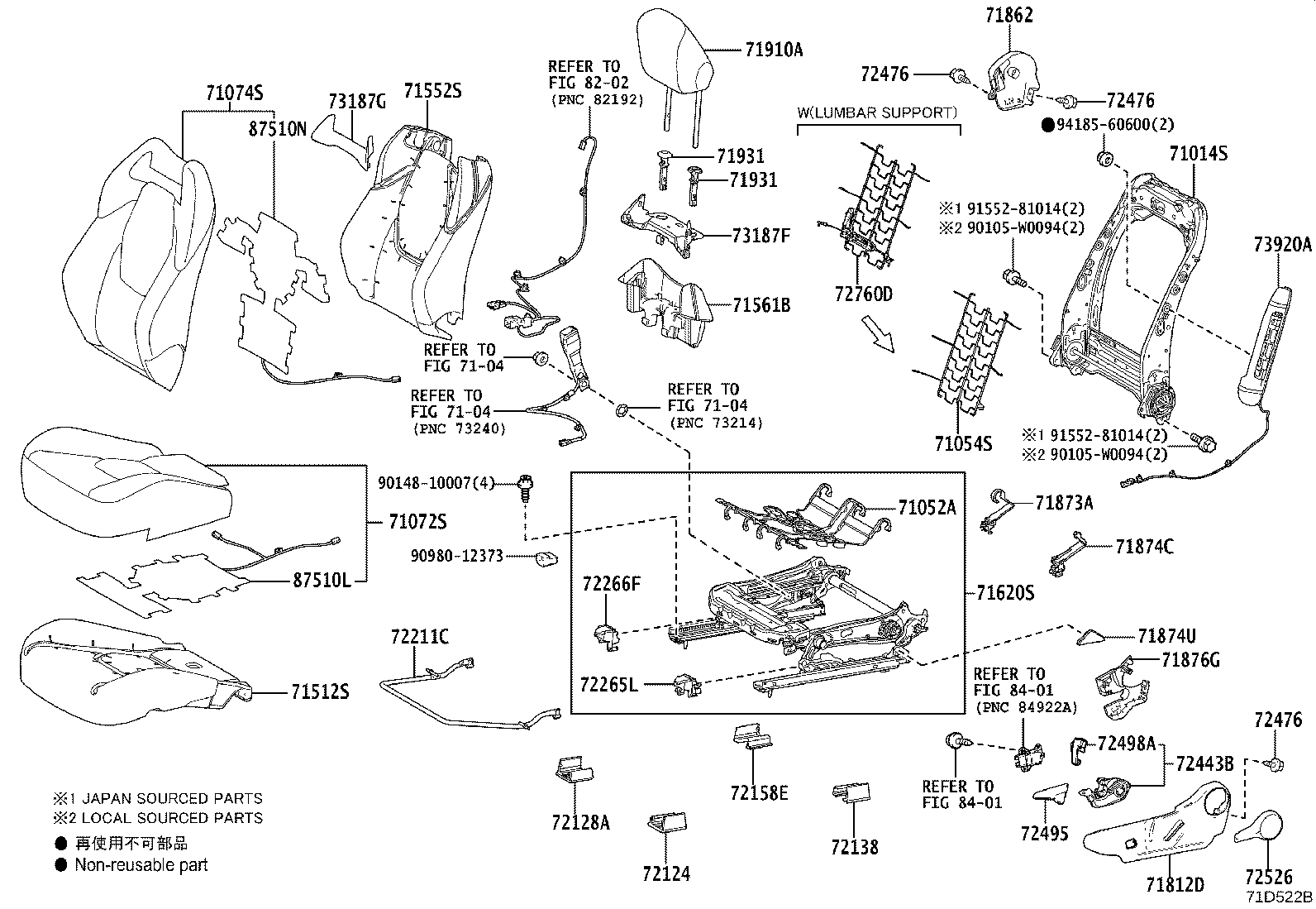 صندلی های جلو و قعطات ان کرولا