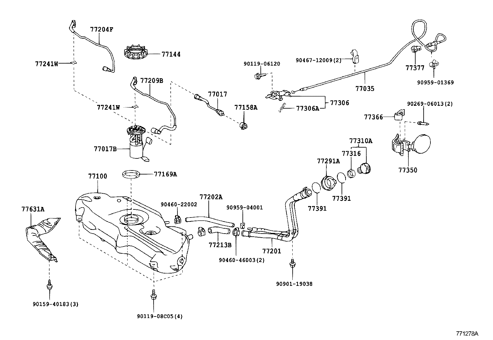 باک بنزین و قطعات آن یاریس