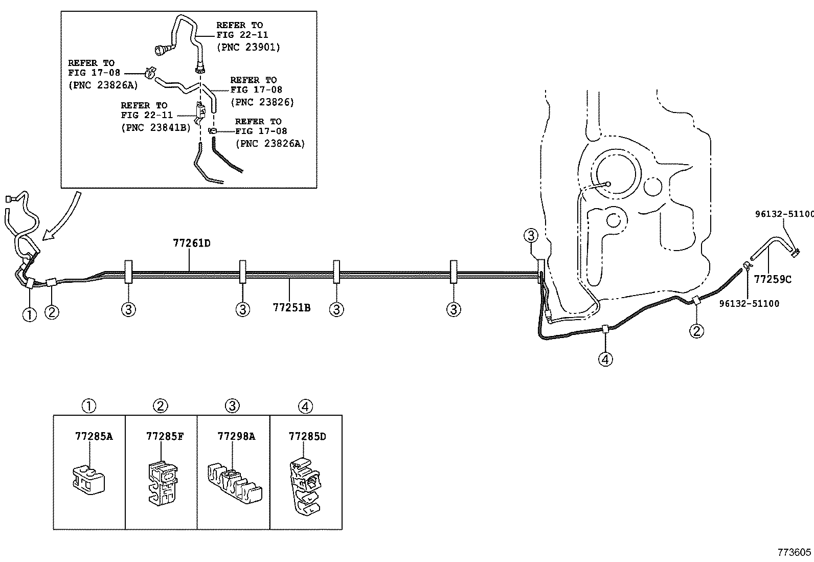 باک بنزین و قطعات آن کرولا