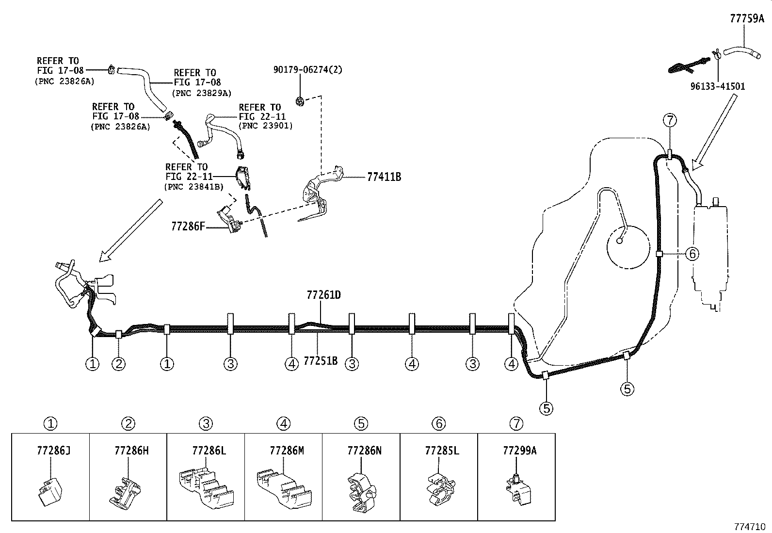 باک بنزین و قطعات آن کرولا