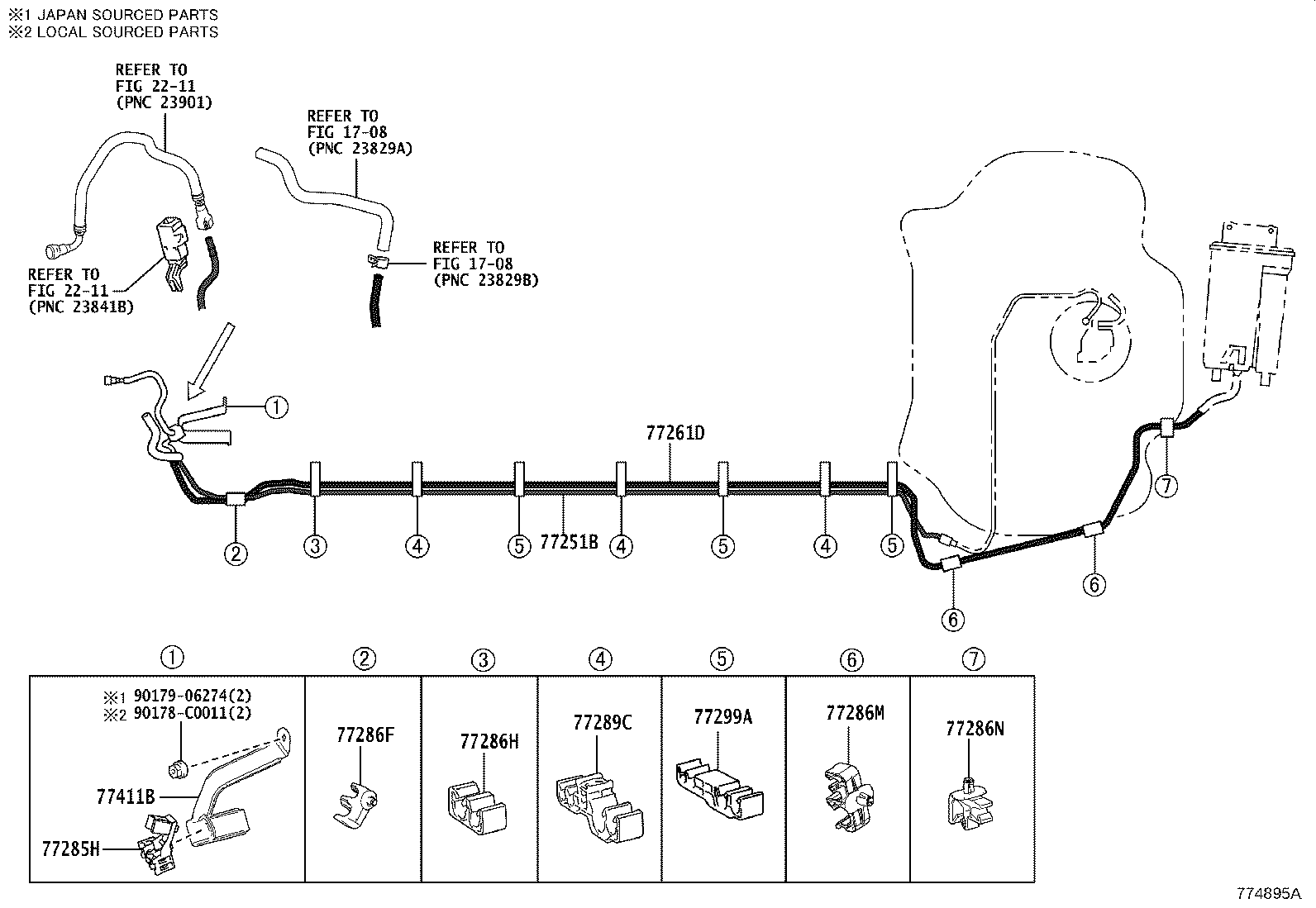 باک بنزین و قطعات آن کرولا