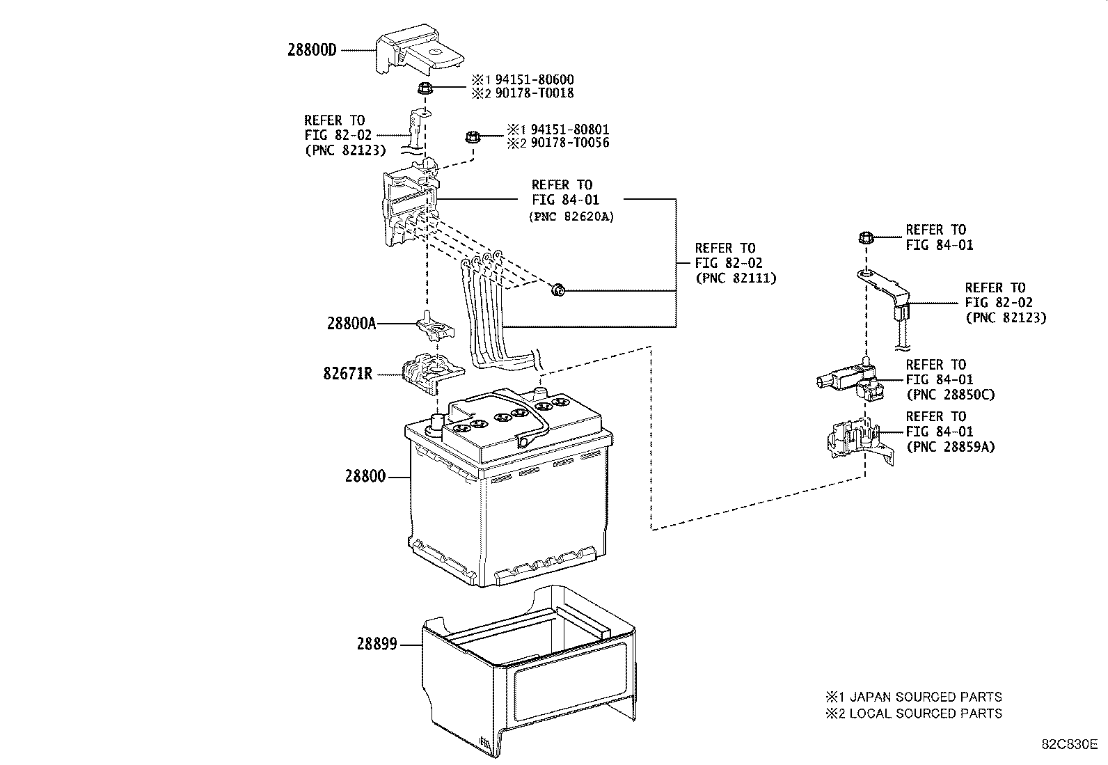 باطری و کابل و بست باطری کرولا