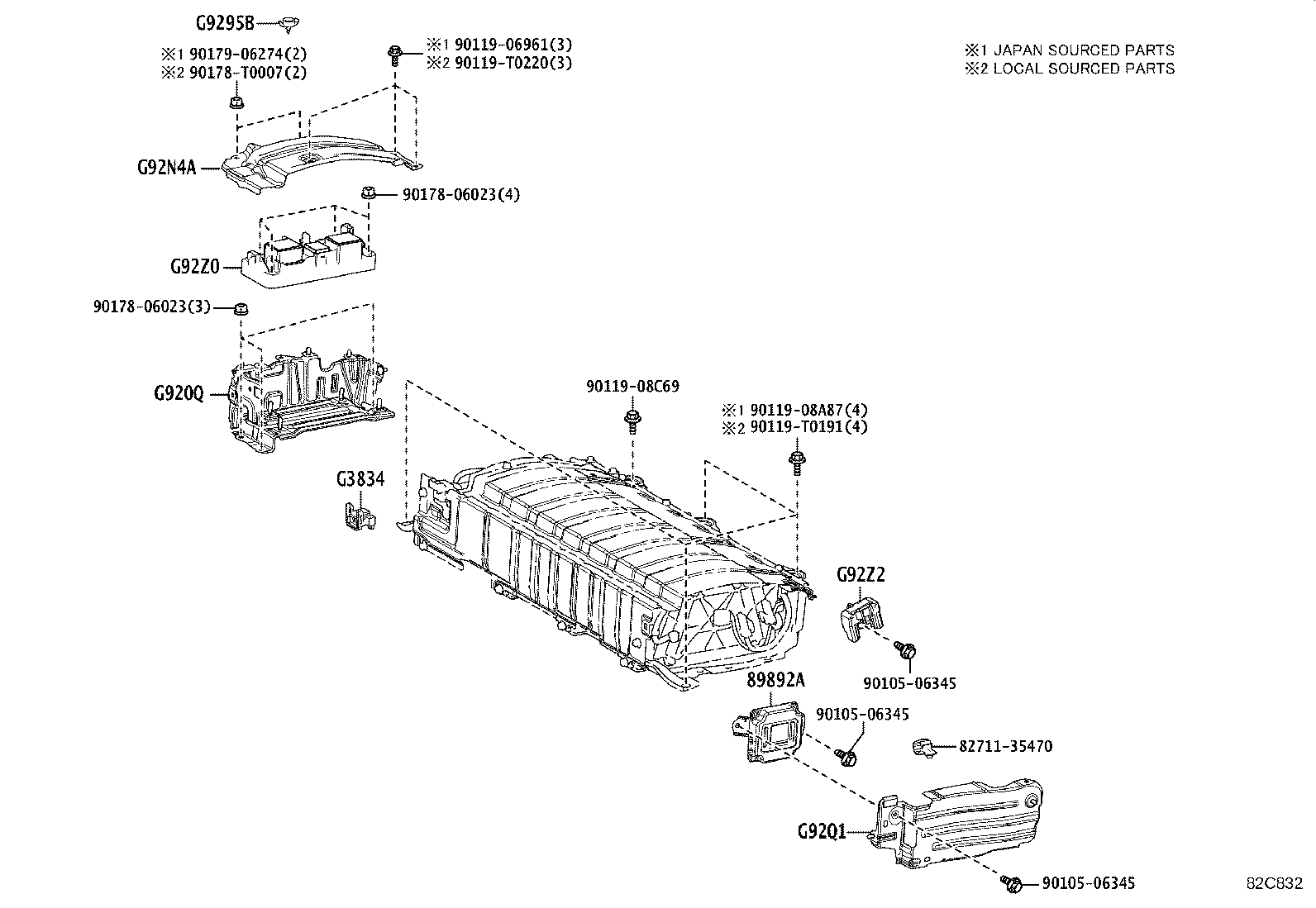 باطری و کابل و بست باطری کرولا