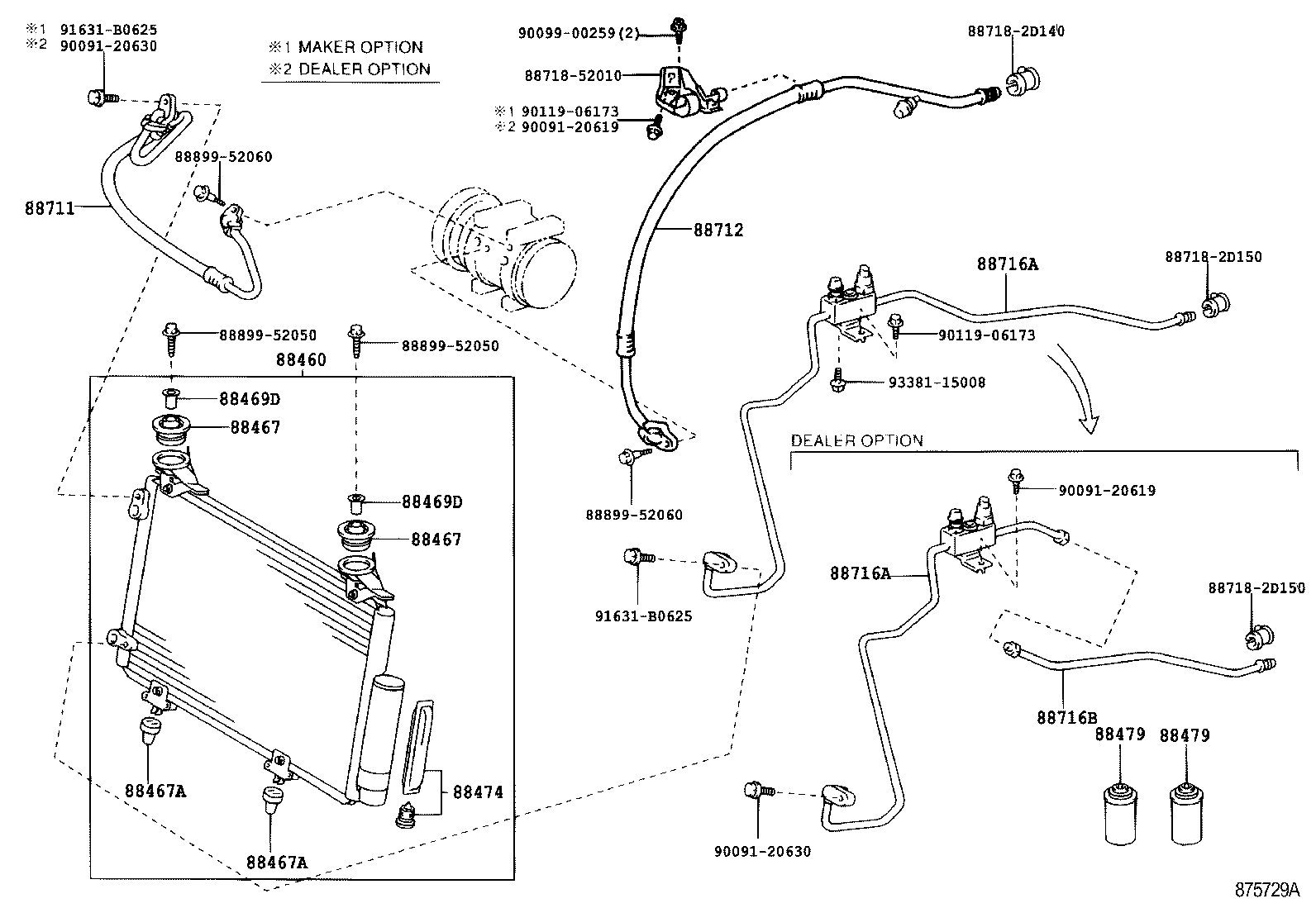 لوله های و رادیاتور کولر یاریس