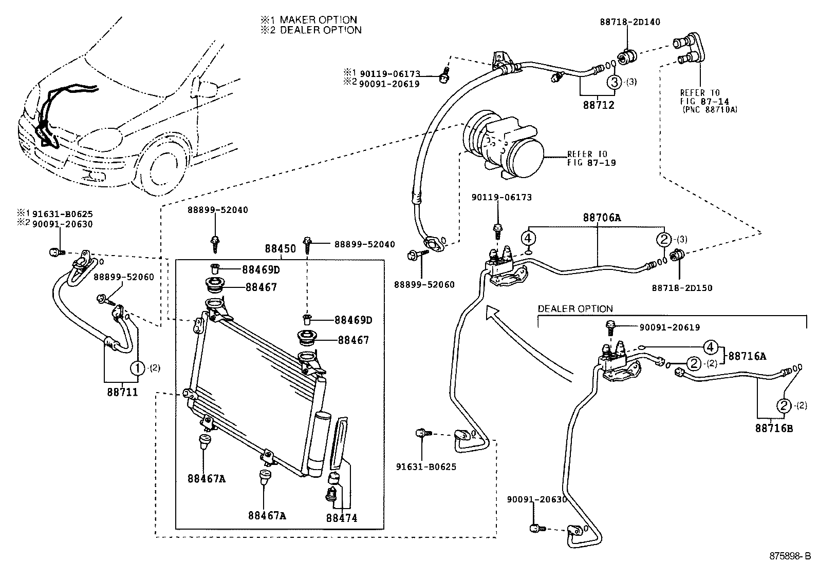 لوله های و رادیاتور کولر یاریس