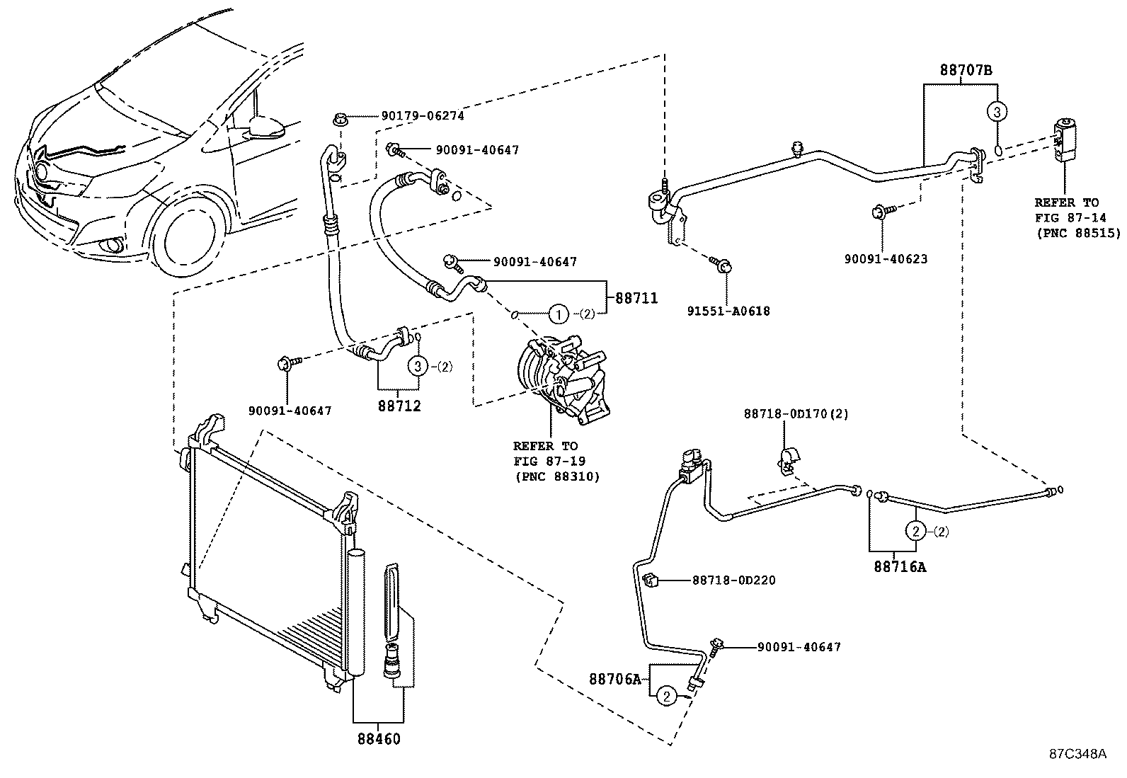 لوله های و رادیاتور کولر یاریس