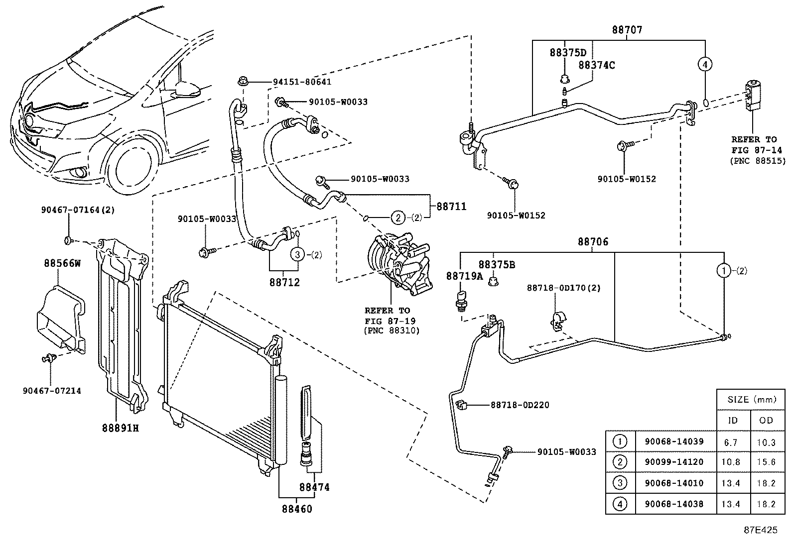 لوله های و رادیاتور کولر یاریس