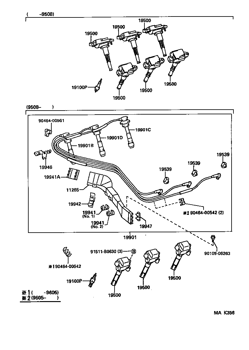 1901:IGNITION COIL & SPARK PLUG CAMRY